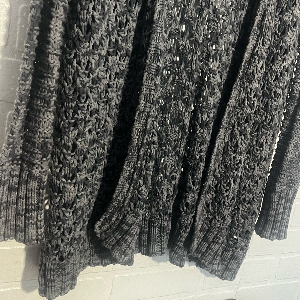 AEO Womens Cardigan Dark Grey Oversized Open Front 100% Cotton Knit XS - Picture 2 of 8
